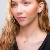 Small Round Stud Earrings in Silver and Natural Turquoise