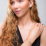 Small Round Stud Earrings in Silver and Natural Turquoise