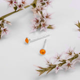 Teeny Tiny Round Stud Earrings in Silver and Carnelian