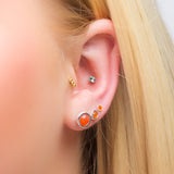Silver & Carnelian Round Stud Earrings Set of 3