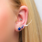 Teeny Tiny Round Stud Earrings in Silver and Lapis Lazuli