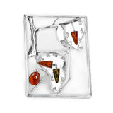 Persistence of Memory Salvador Dali Inspired Art Brooch in Silver & Amber