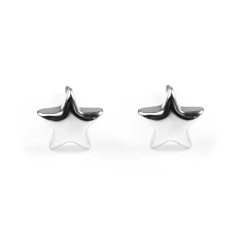 Large Silver Star Stud Earrings