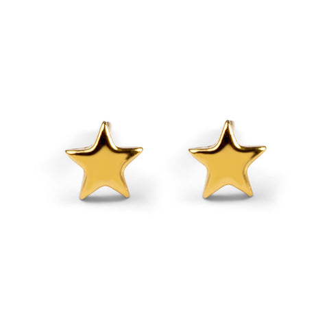 Large Silver with 24ct Gold Star Stud Earrings