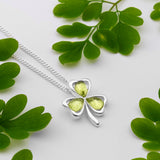 Lucky Shamrock / Clover Necklace in Silver & Peridot