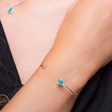 Simple Solo Cuff Bangle in Silver and Natural Turquoise