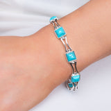 Square Link Bracelet in Silver and Turquoise