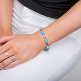 Square Link Bracelet in Silver and Turquoise