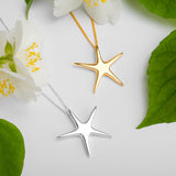 Solid Starfish Necklace in Silver with 24ct Gold