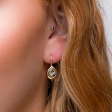 Classic Teardrop Hooks Earrings in Silver with 24ct Gold & Dalmatian Jasper