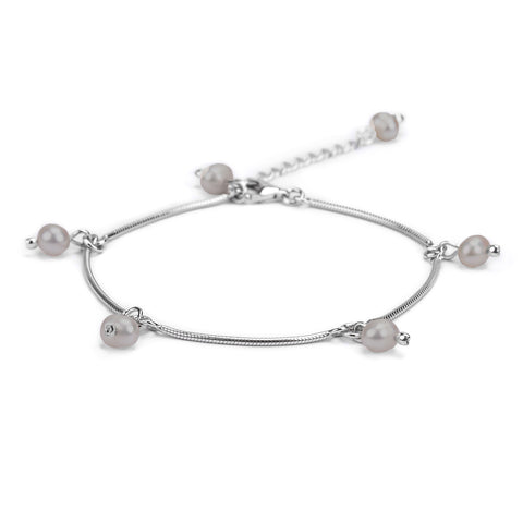 Droplet Bracelet in Silver and Pearl