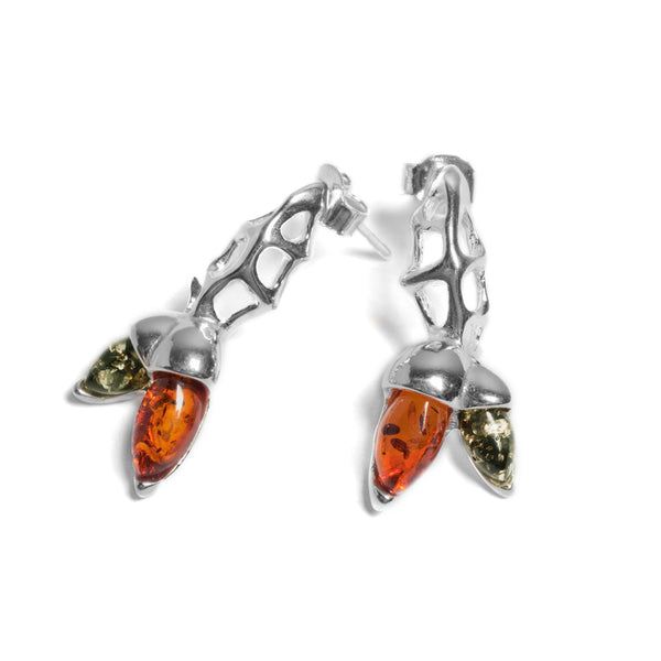 Oak Leaf Earrings | Amber Leaf Earrings | Amber Jewellery – Henryka