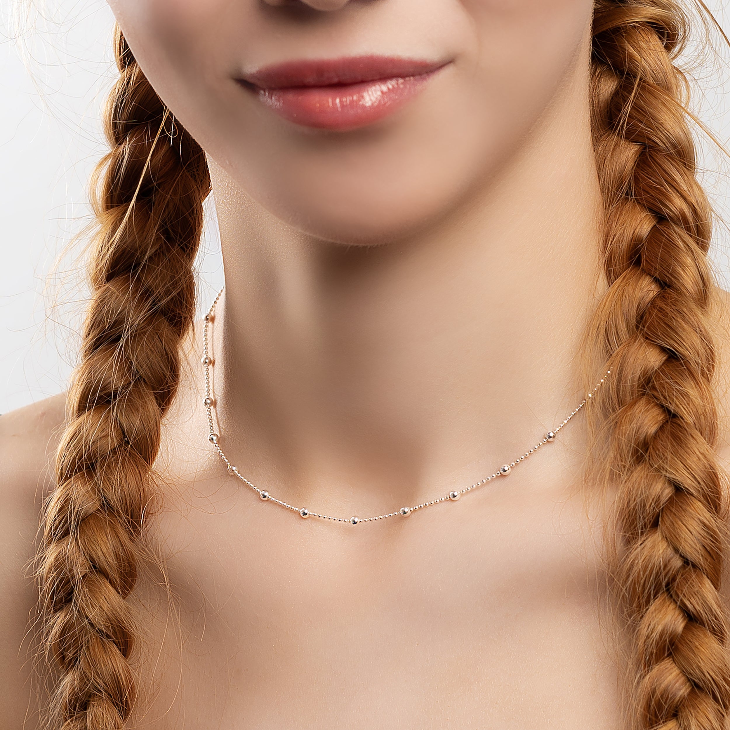 Silver Necklace | Silver Bead Chain | Henryka Jewellery