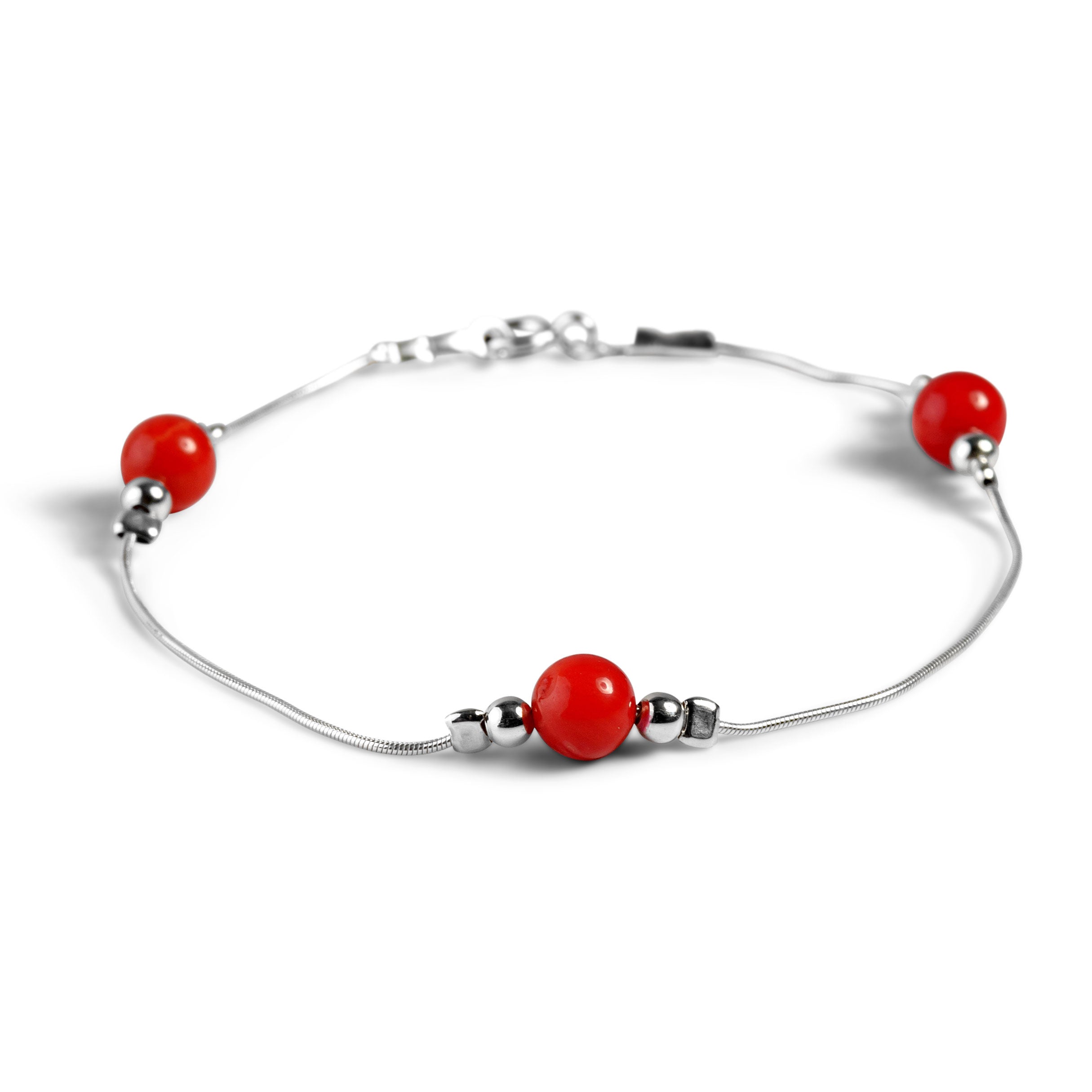 Sterling silver sales coral bracelet