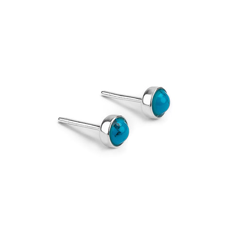 Minimalist Circle Stud Earrings in Silver and Turquoise