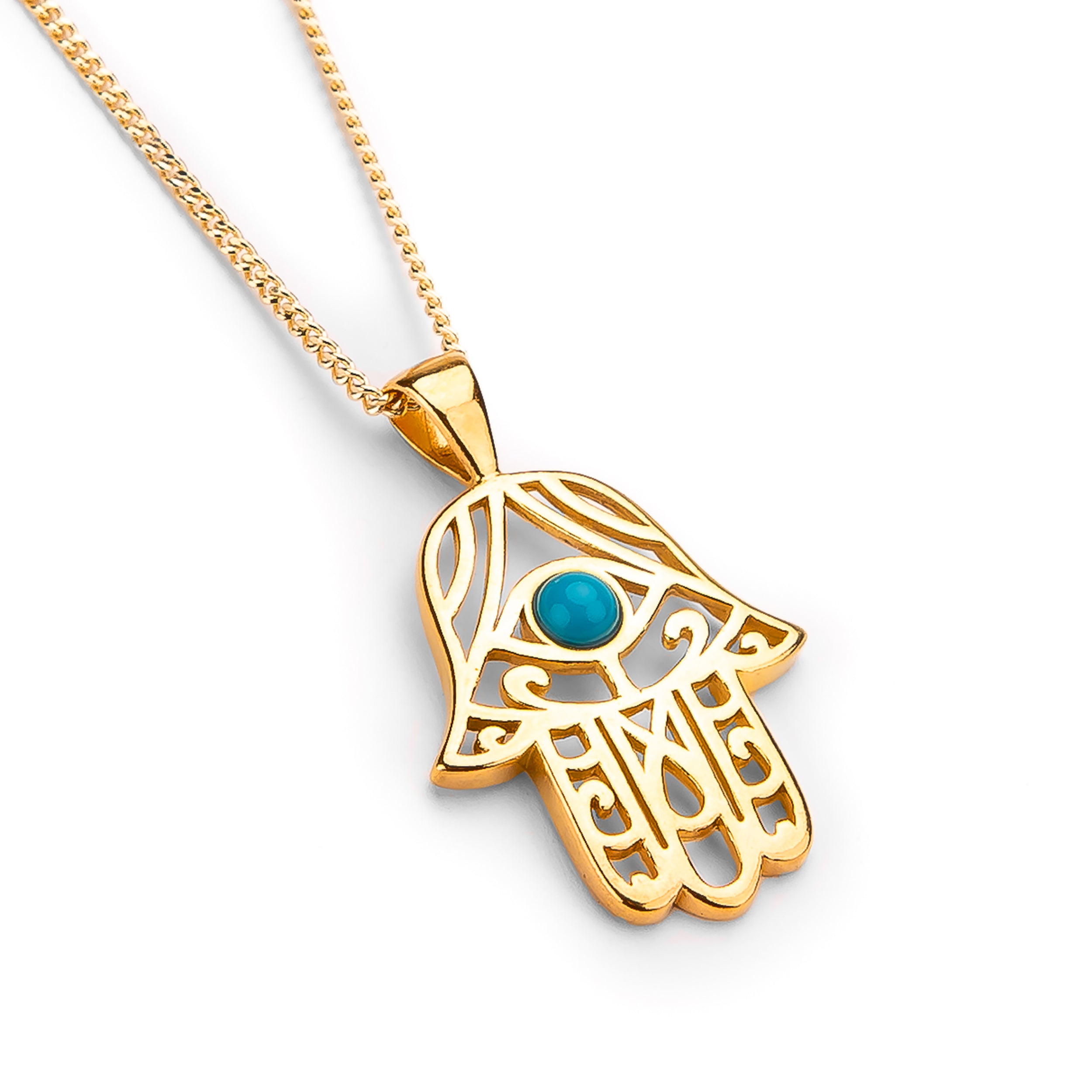 Gold Hamsa Necklace, Turquoise Hamsa Necklace