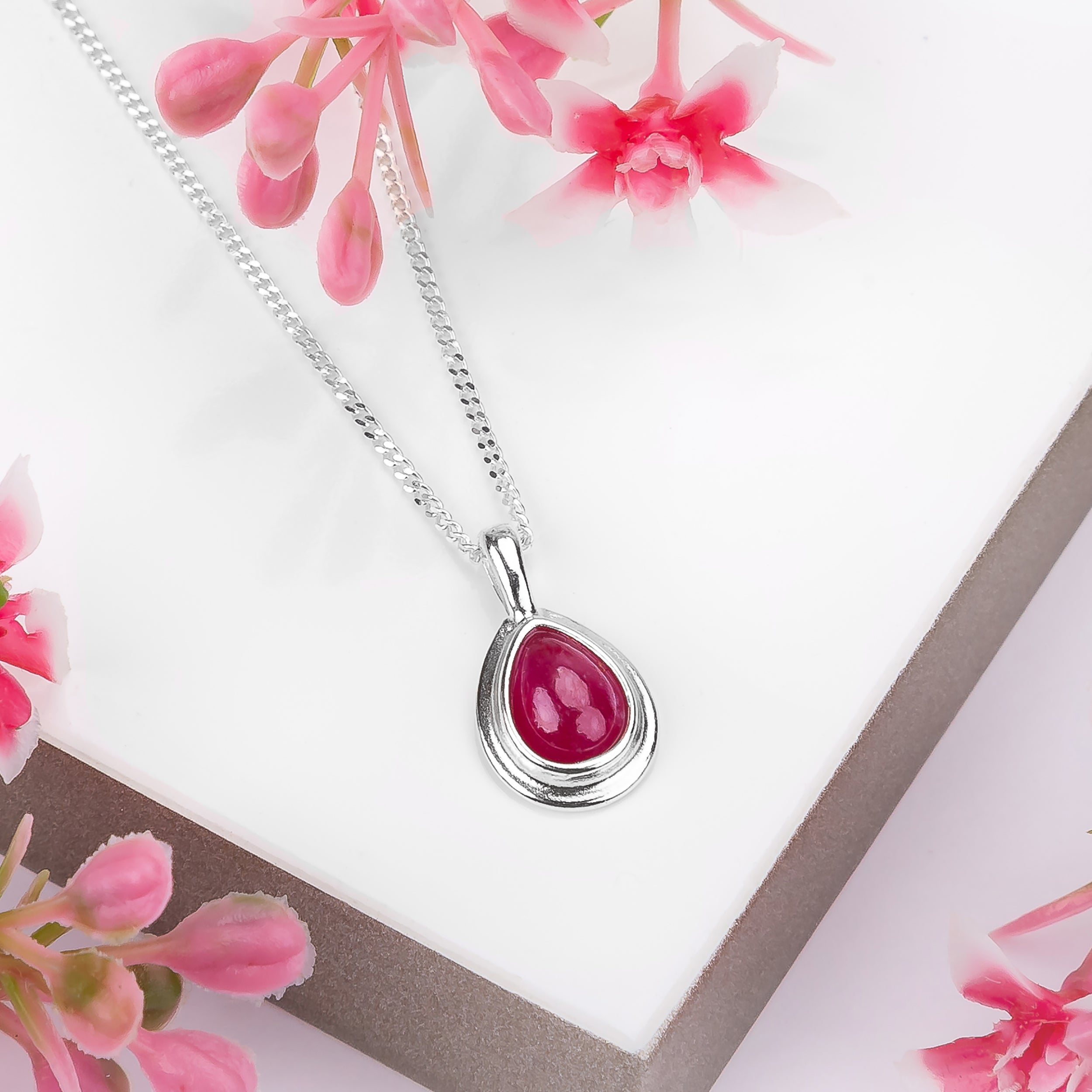 Silver on sale ruby necklace