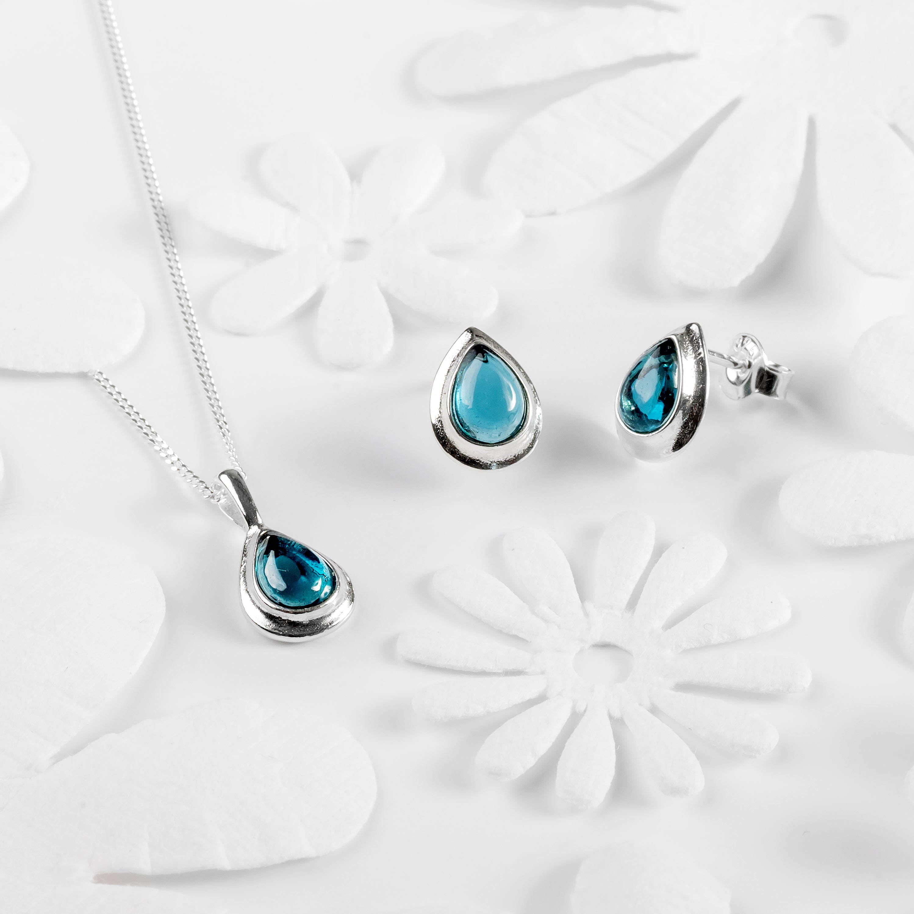 Silver Teardrop Necklace London Blue Topaz Necklace Henryka UK